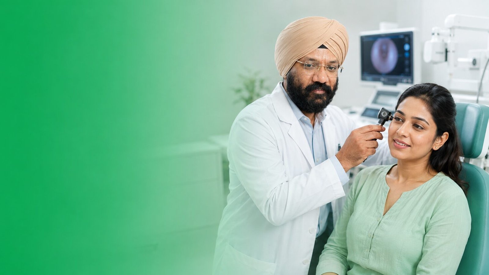 ENT specialist examining a patient’s ear at Nulife Hospitals in Delhi