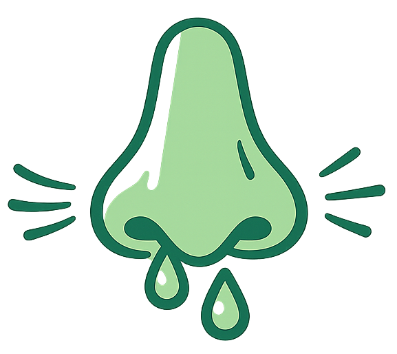 Frequent sneezing, runny or blocked nose, especially in the morning or around dust